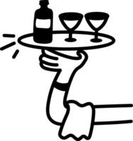 Serving wine in a plate, hand drawn icon vector