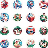 Collection of Flat Style Workload Illustrations vector