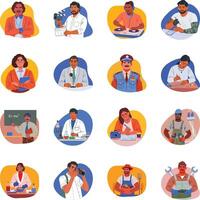 Set of Occupations and Professions Flat Style Illustrations vector