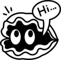 Seashell saying hi, hand drawn style icon vector
