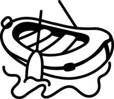 A hand drawn icon of rafting boat vector