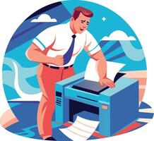 Printing character illustration in flat style vector