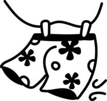 Beach shorts hanging on a wire, hand drawn icon vector