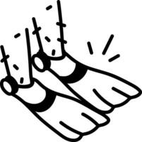 Diving fins icon in hand drawn style vector