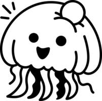 A hand drawn icon of a cute jellyfish vector