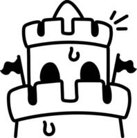 Sand castle icon in hand drawn style vector