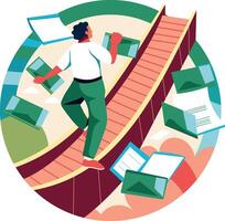 An employee doing nonstop work flat illustration vector