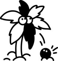 Coconut tree icon in hand drawn style vector