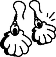 Shell earrings icon in hand drawn style vector