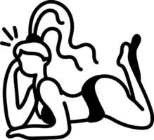 A chilling beach girl icon in hand drawn style vector