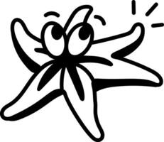Starfish icon in hand drawn style vector