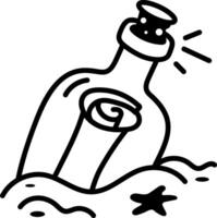Message bottle icon in hand drawn style vector