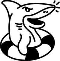 A hand drawn icon of dangerous shark vector