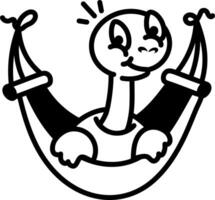 Turtle sitting in a hammock, hand drawn icon vector