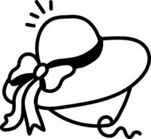 Beach hat with a bow on its top, sketchy icon vector