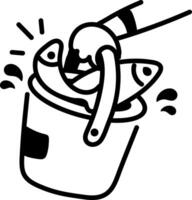 A drawing icon of a fish bucket vector
