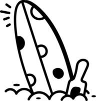 Surfboard icon in hand drawn style vector