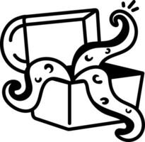 Octopus tentacles in a box, hand drawn style icon vector