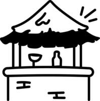 Beach bar icon in hand drawn style vector