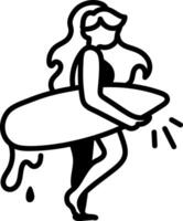 Beach surfer character icon in hand drawn style vector