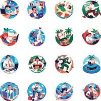Set of Flat Style Over Time Work Illustrations vector