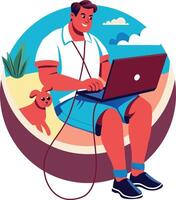 Holiday work illustration of a character in flat style vector