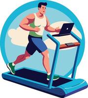 Work treadmill illustration of a character in flat style vector