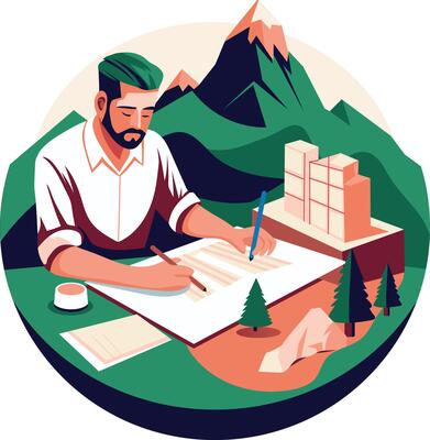 A flat illustration of a working man
