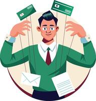 Work manipulation character illustration in flat style vector