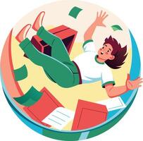 A person falling in a work trap, flat illustration vector