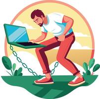 Work burden illustration of a character in flat style vector