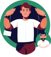 A flat illustration of a work puppet character vector