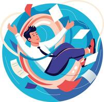 Work pressure illustration of a character in flat style vector