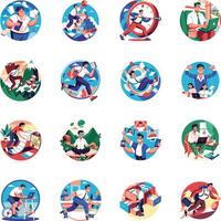 Set of Flat Style Work Life Balance Illustrations vector