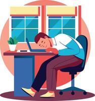 A flat illustration of an employee taking power nap vector
