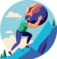 A man doing struggle illustration in flat style vector