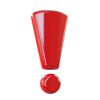 Glossy Red Exclamation Mark 3D Render png
