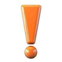 Glossy Orange Exclamation Mark 3D Render png