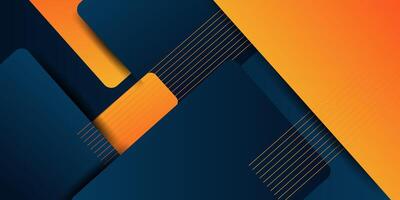 Abstract geometric square theme in dark blue and orange with overlapping background and lines for graphic design. Eps10 vector