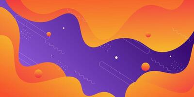 Modern bright orange and purple geometric business banner design. Creative banner design with wave and circle shape as template. Simple horizontal banner. Eps10 vector
