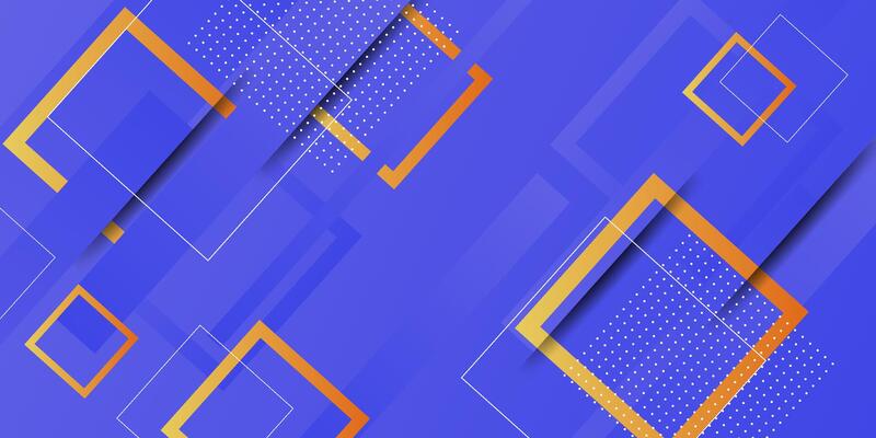 Modern orange 3D abstract background with square shapes and line patterns. Colored illustration with blue patterns in the background. eps10