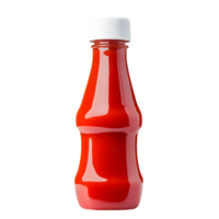 A red bottle of ketchup sits on a white background png