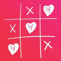 Tic Tac Toe Game with Hearts on Pink Background vector