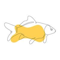 Minimalistic line drawing of a fish with a yellow and white color scheme. vector