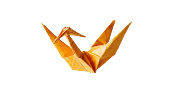 An Exquisite Paper Crane Origami Displayed Elegantly on a Wooden Surface, Perfect for Educational Materials, Arts and Crafts Demonstrations, and Cultural Workshops. png