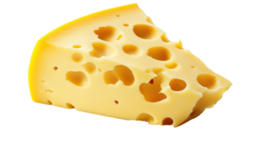 A Close-Up View of Swiss Cheese Featuring Unique Holes on a White Background Perfect for Culinary and Food-Related Designs. png