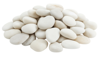 A Serene Composition of Smooth White Pebbles Stacked Neatly for Relaxing Design Projects and Tranquil Decorative Uses. png