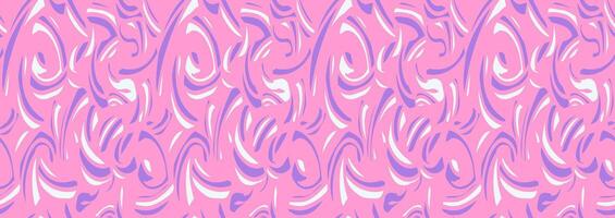 Abstract organic shapes seamless pattern on a pink background. hand drawn bold curved shape and wavy lines. Contemporary minimalist print. Plain dynamic geometric ornament vector