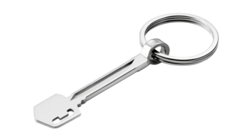 High-Quality Polished Metal Keyring Featuring a Key, Perfect for Promotional Items or Personal Use in Everyday Life. png