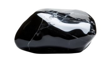 High-Quality Image of a Polished Rock Featuring a Glossy Black Surface Perfect for Nature, Textures, and Stones Representations. png